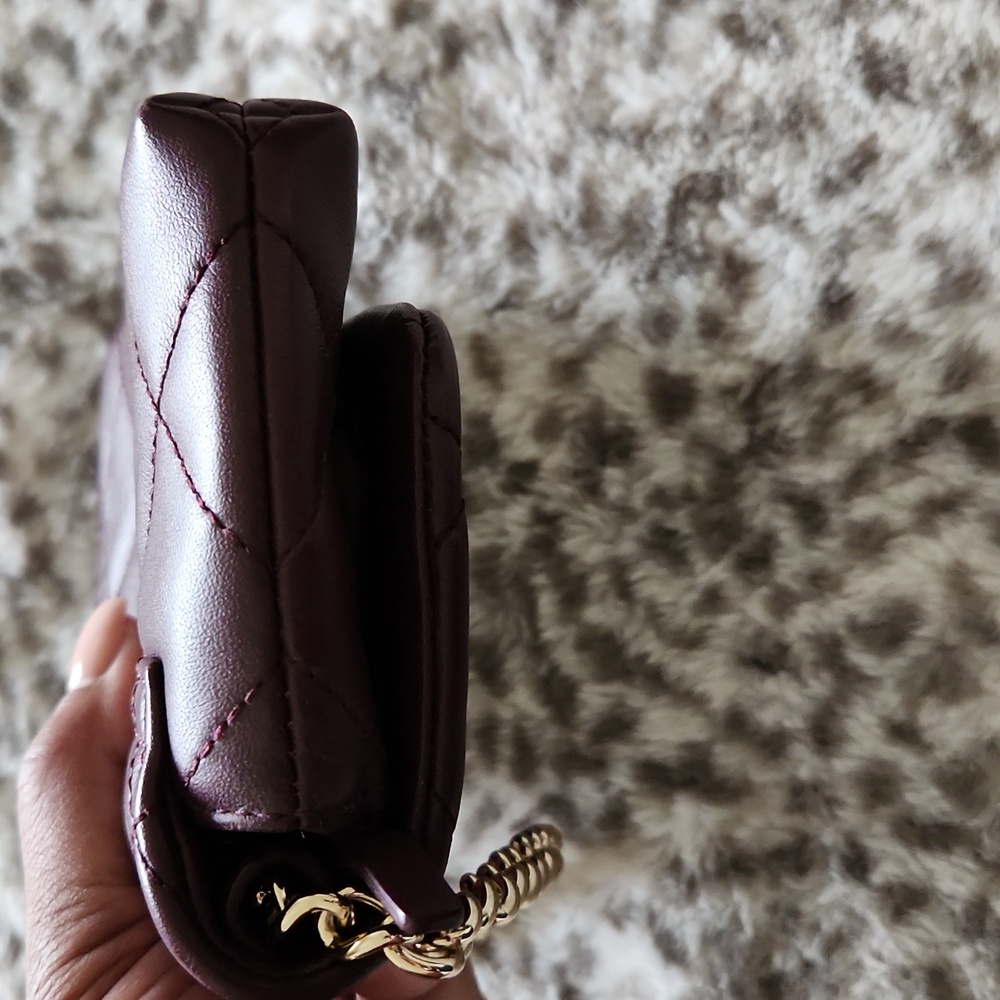 kate spade Quilted Burgundy Crossbody Bag with Gold Chain - Picture 5 of 8